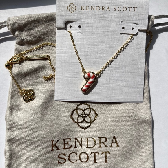 🎄Kendra Scott Candy Cane Gold Short Pendant Necklace New 🎁 - Picture 3 of 7